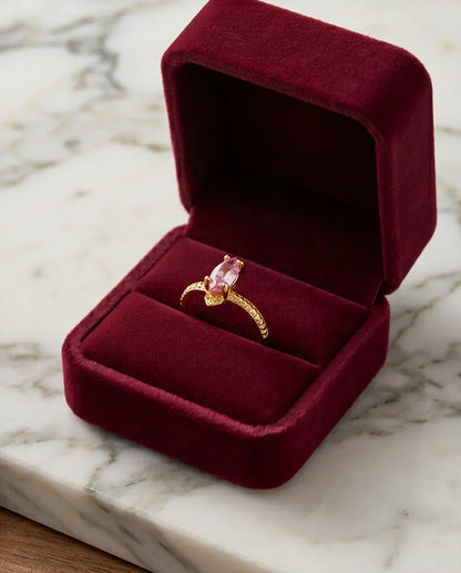 Vintage Gold Marquise Pink Tourmaline Milgrain Ring
