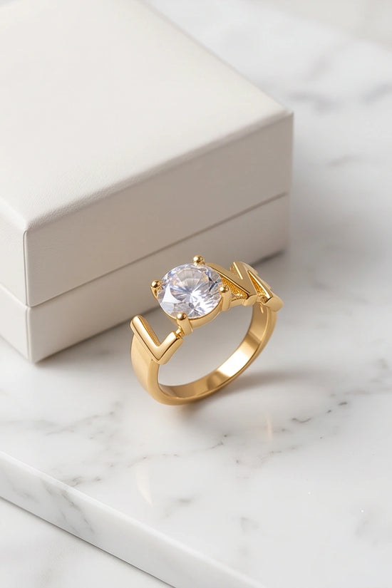 Golden Eternal Love Moissanite Ring
