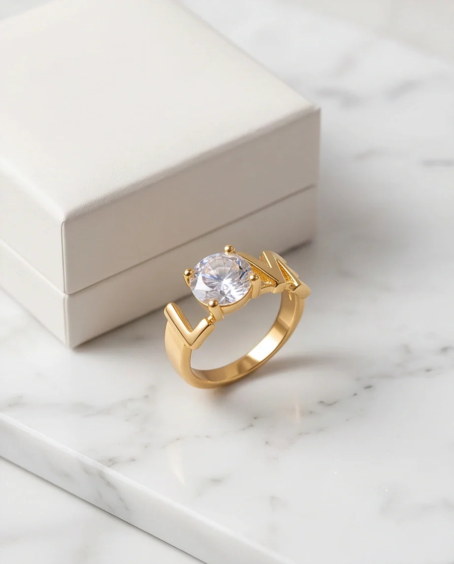 Golden Eternal Love Moissanite Ring