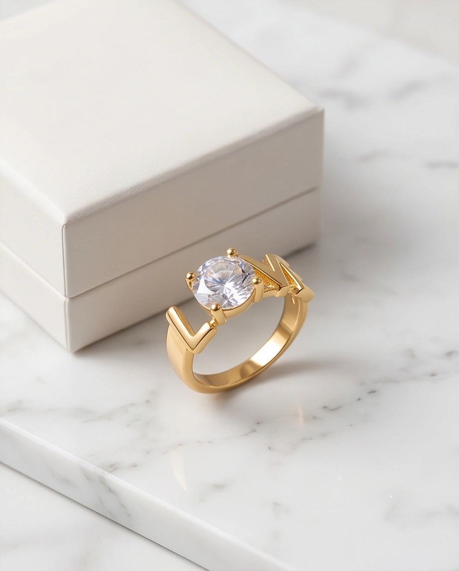 Golden Eternal Love Moissanite Ring