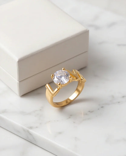 Golden Eternal Love Moissanite Ring