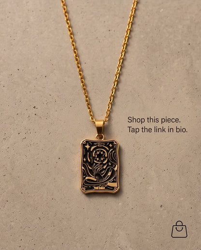 Gold "The Star" Tarot Card Pendant Necklace