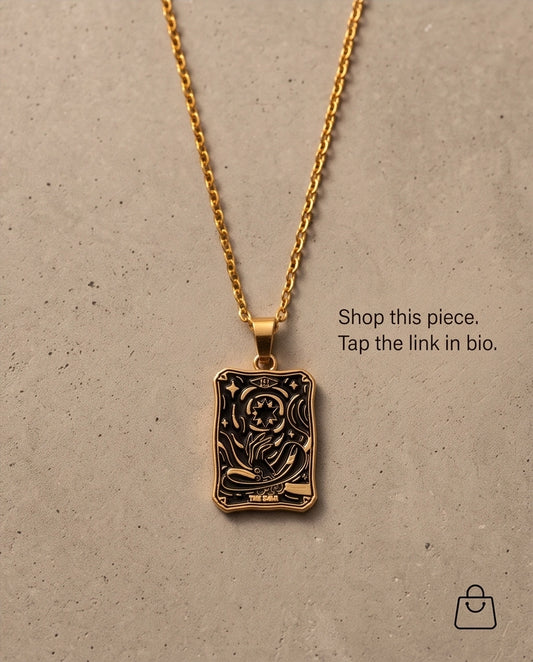 Gold "The Star" Tarot Card Pendant Necklace