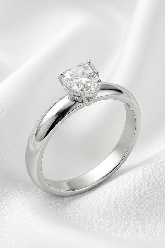 Sterling Silver Heart-Cut Moissanite Solitaire Ring