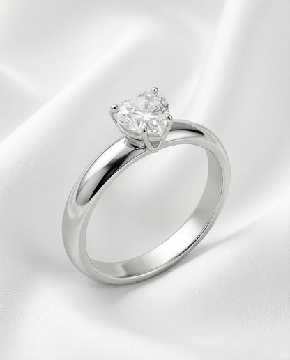 Sterling Silver Heart-Cut Moissanite Solitaire Ring