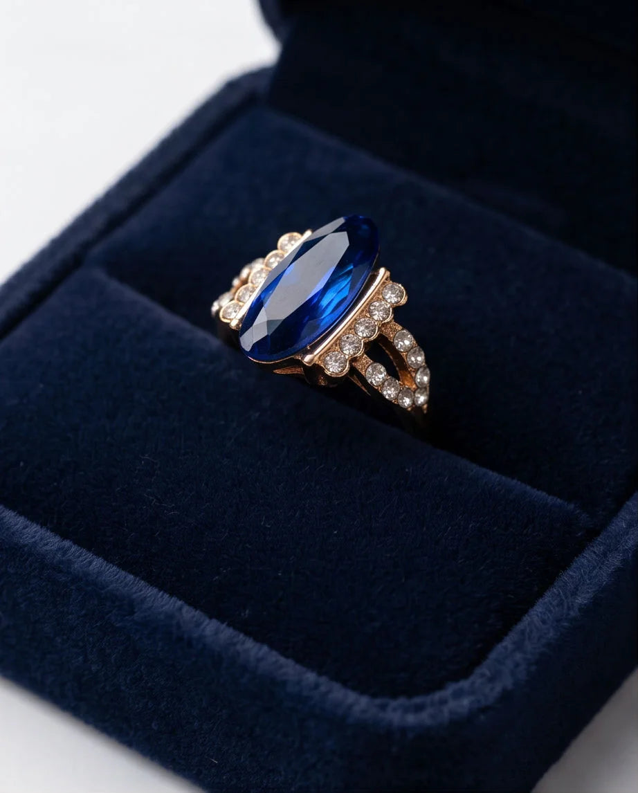 Gold Marquise Sapphire Vintage Ring