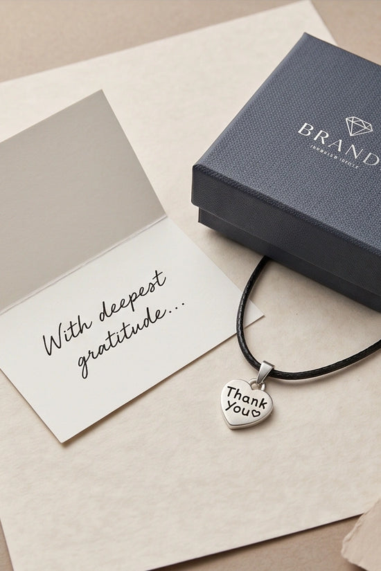 Silver Engraved Thank You Heart Necklace