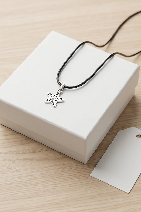 Silver "Just for You" Engraved Star Necklace