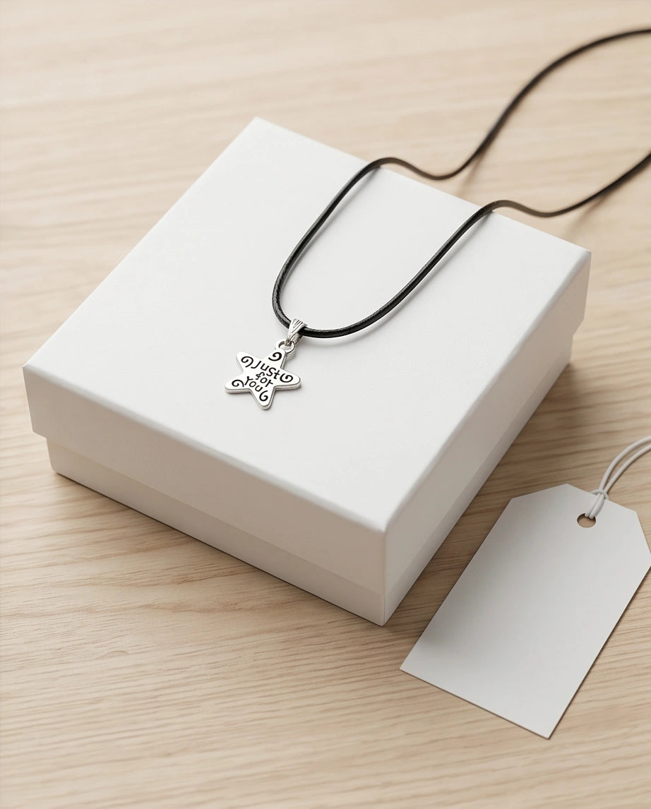 Silver "Just for You" Engraved Star Necklace