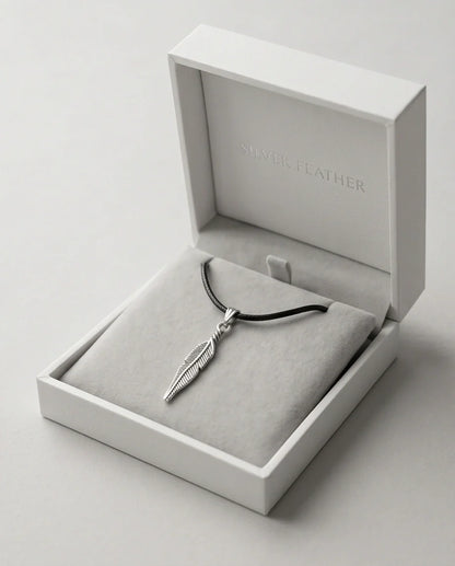 Silver Retro Feather Pendant Necklace