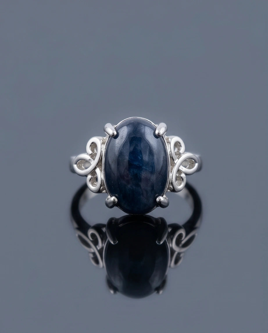 Silver Sapphire Filigree Ring