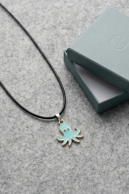 Gold and Turquoise Octopus Pendant Necklace