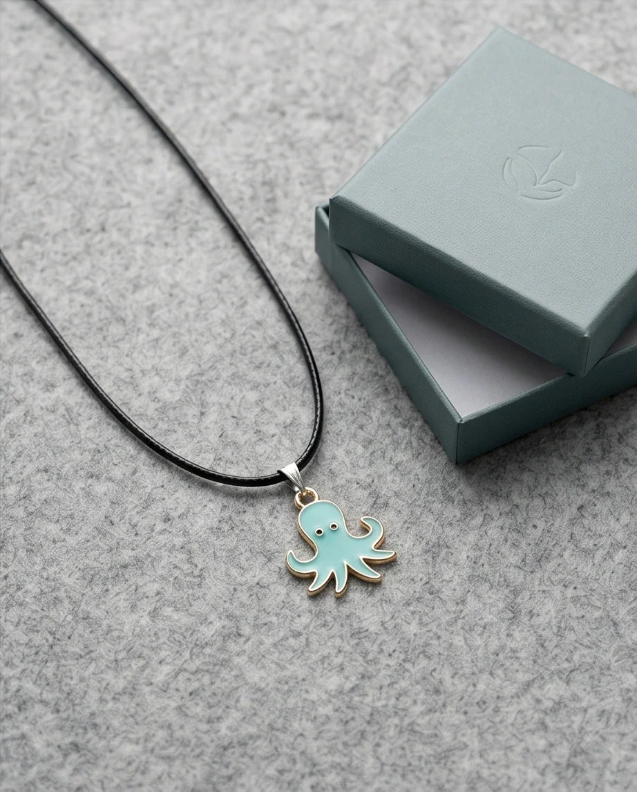 Gold and Turquoise Octopus Pendant Necklace