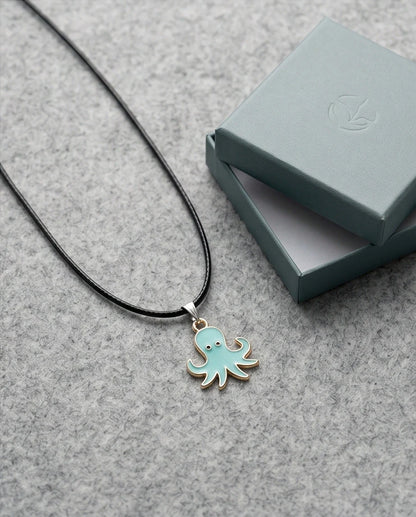Gold and Turquoise Octopus Pendant Necklace
