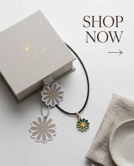 Gold and Green Sunflower Pendant Necklace