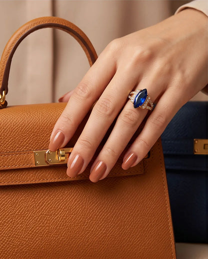 Gold Marquise Sapphire Vintage Ring
