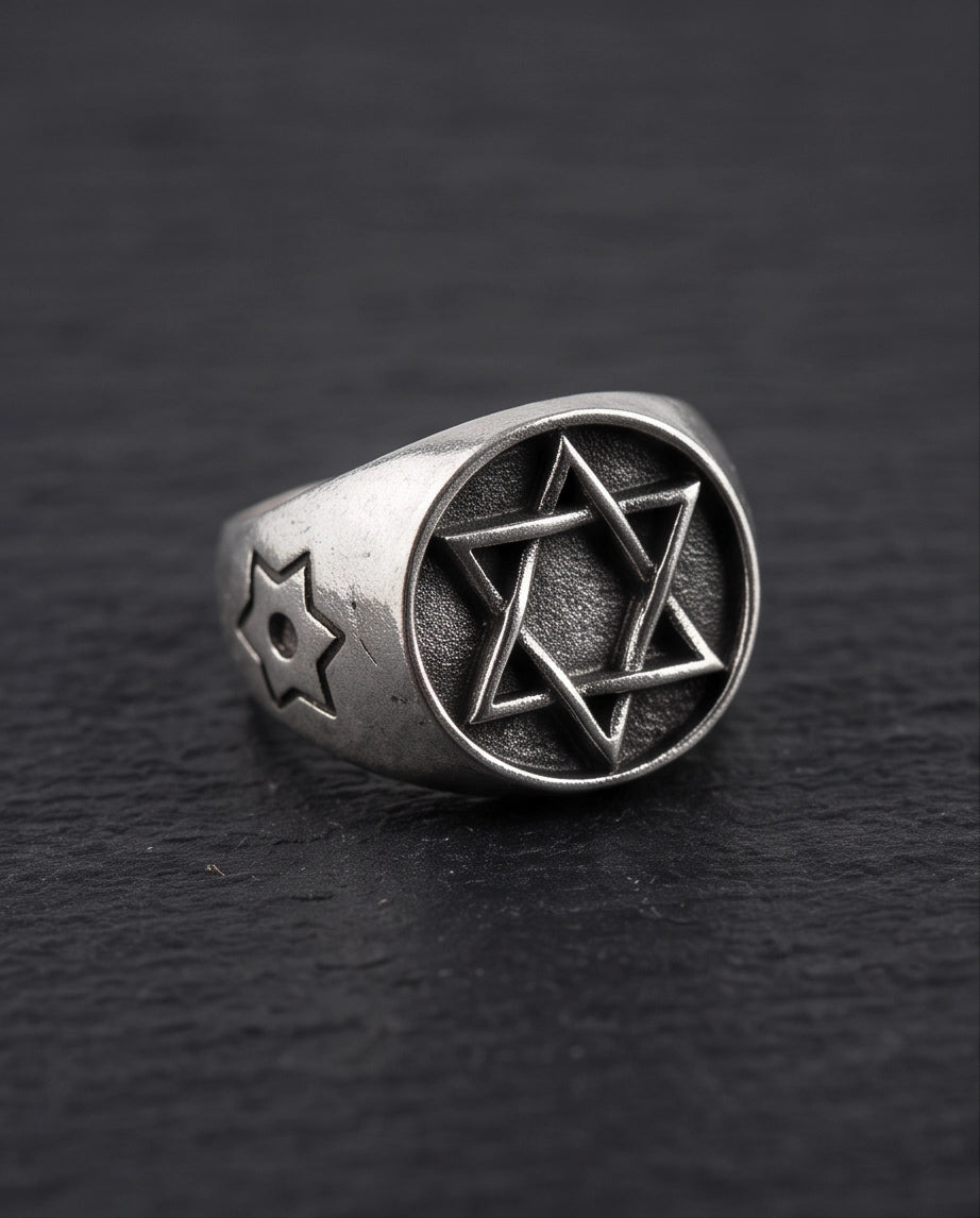 Celestial Hexagram Signet Silver Ring