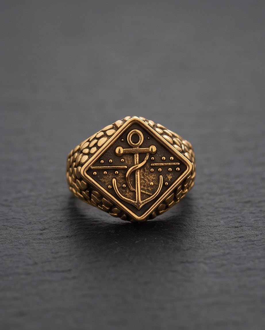 Maritime Anchor Rhombus Signet Ring