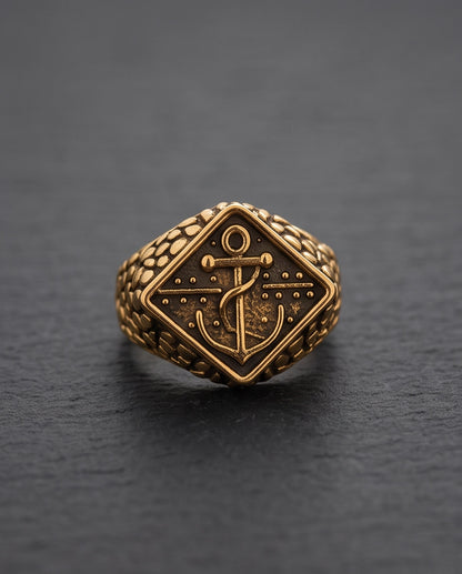 Maritime Anchor Rhombus Signet Ring