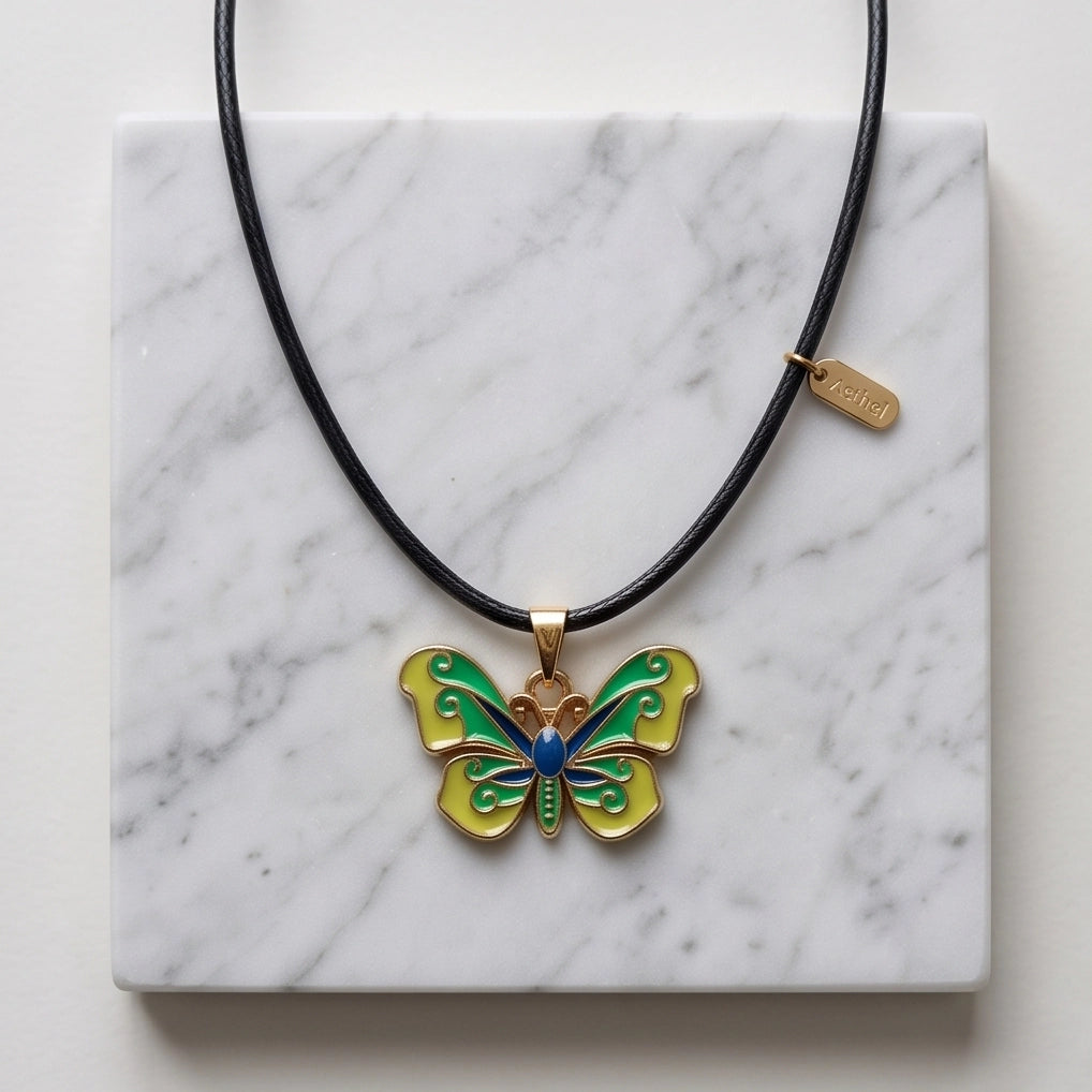 Vibrant Multi-Color Butterfly Pendant Necklace