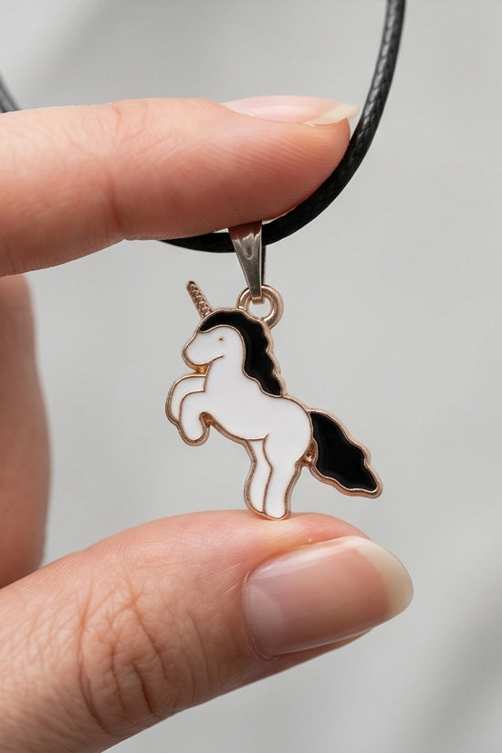 Gold and Black Unicorn Pendant Necklace