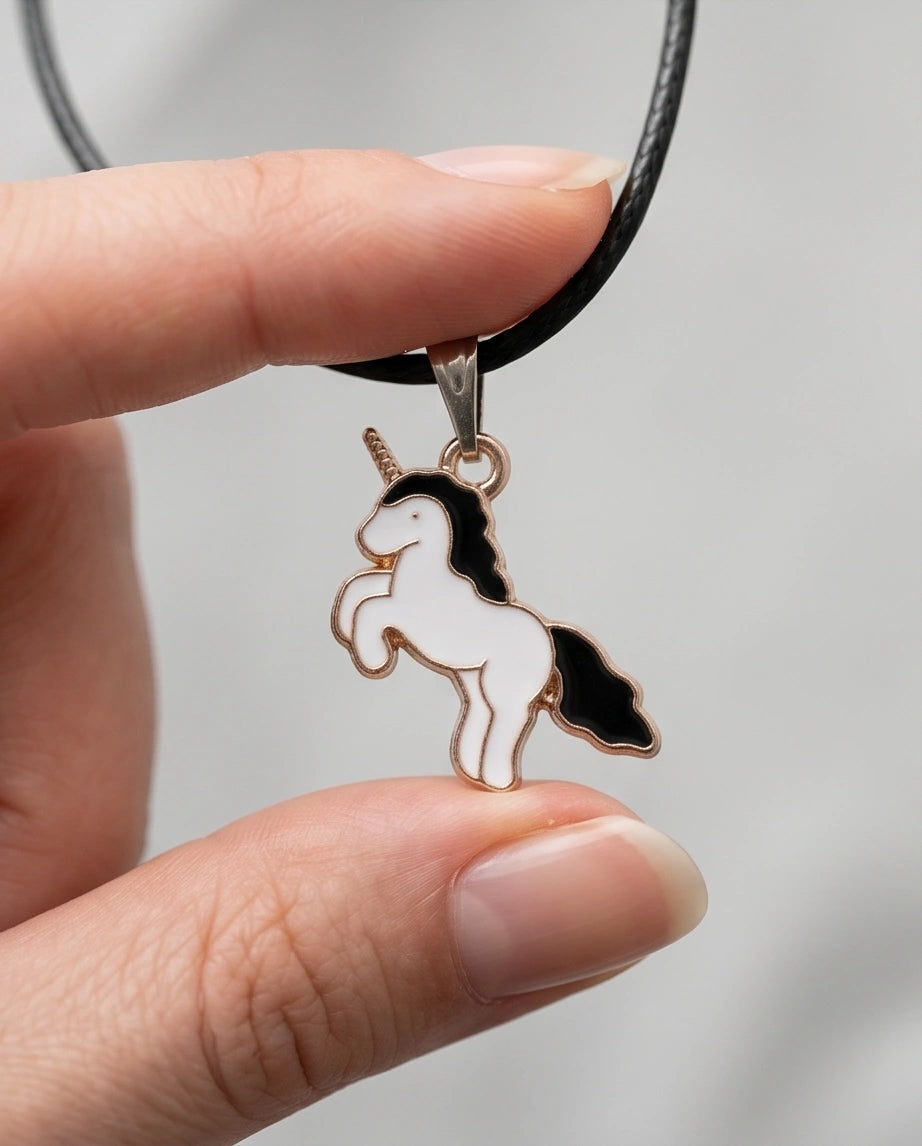 Gold and Black Unicorn Pendant Necklace