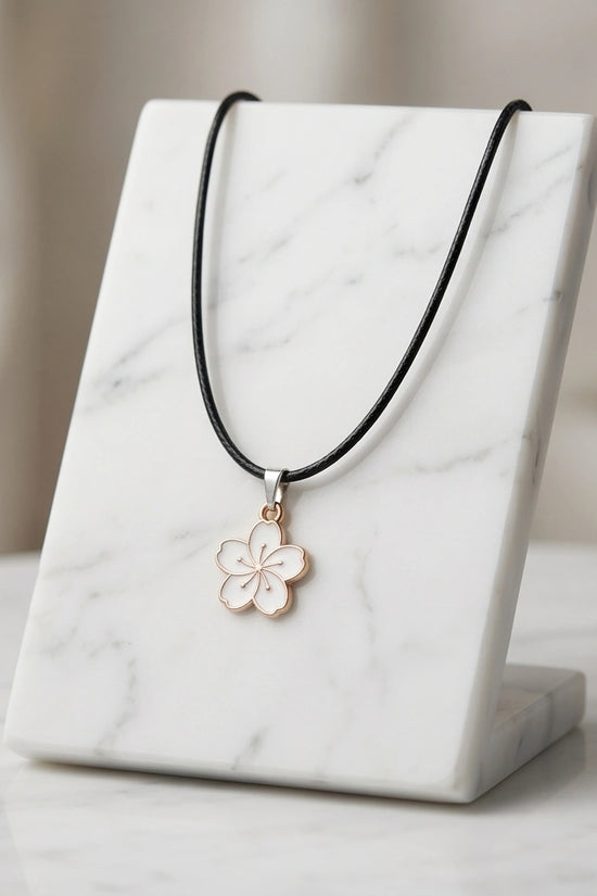 Gold and White Cherry Blossom Necklace