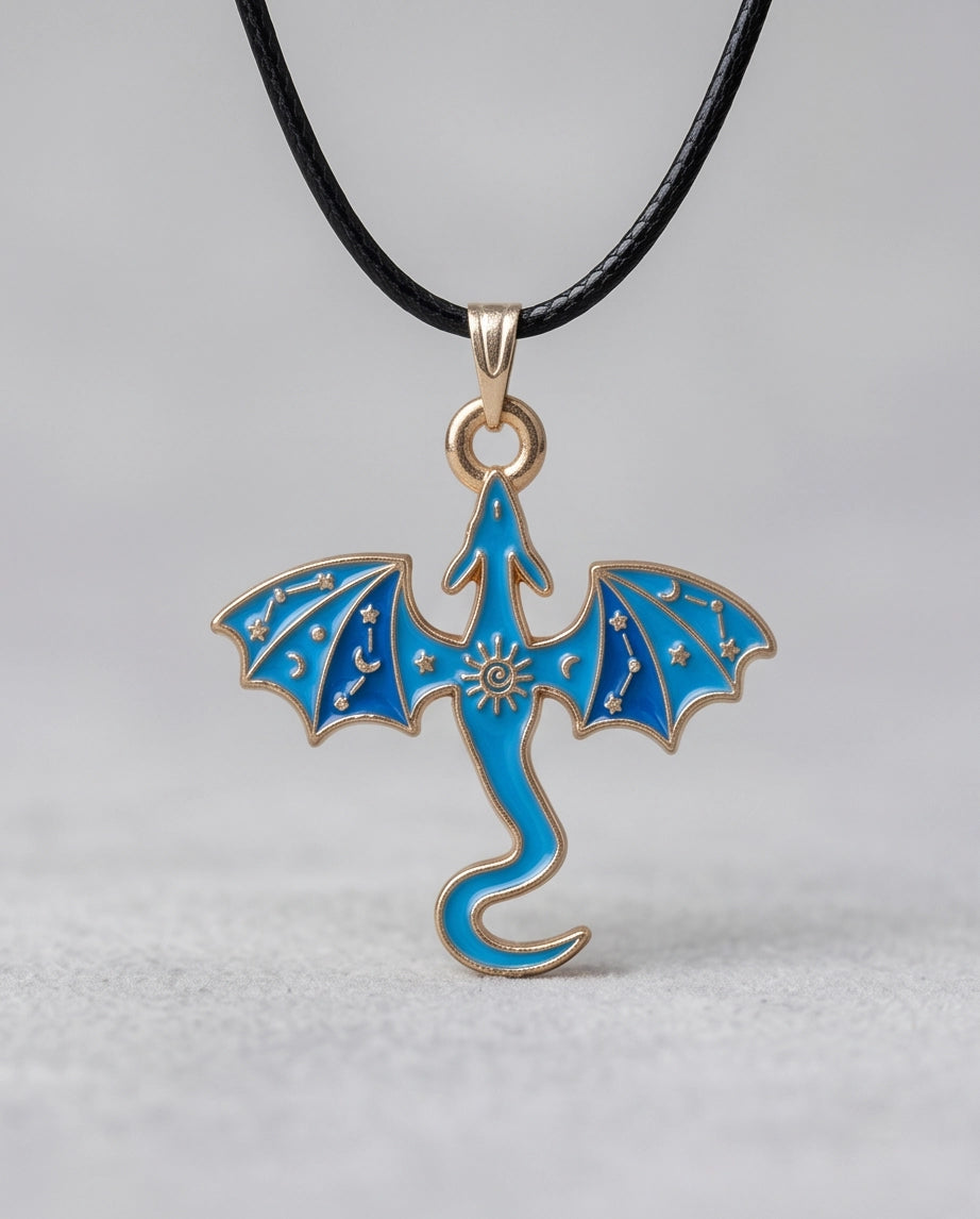 Blue Celestial Dragon Cord Necklace