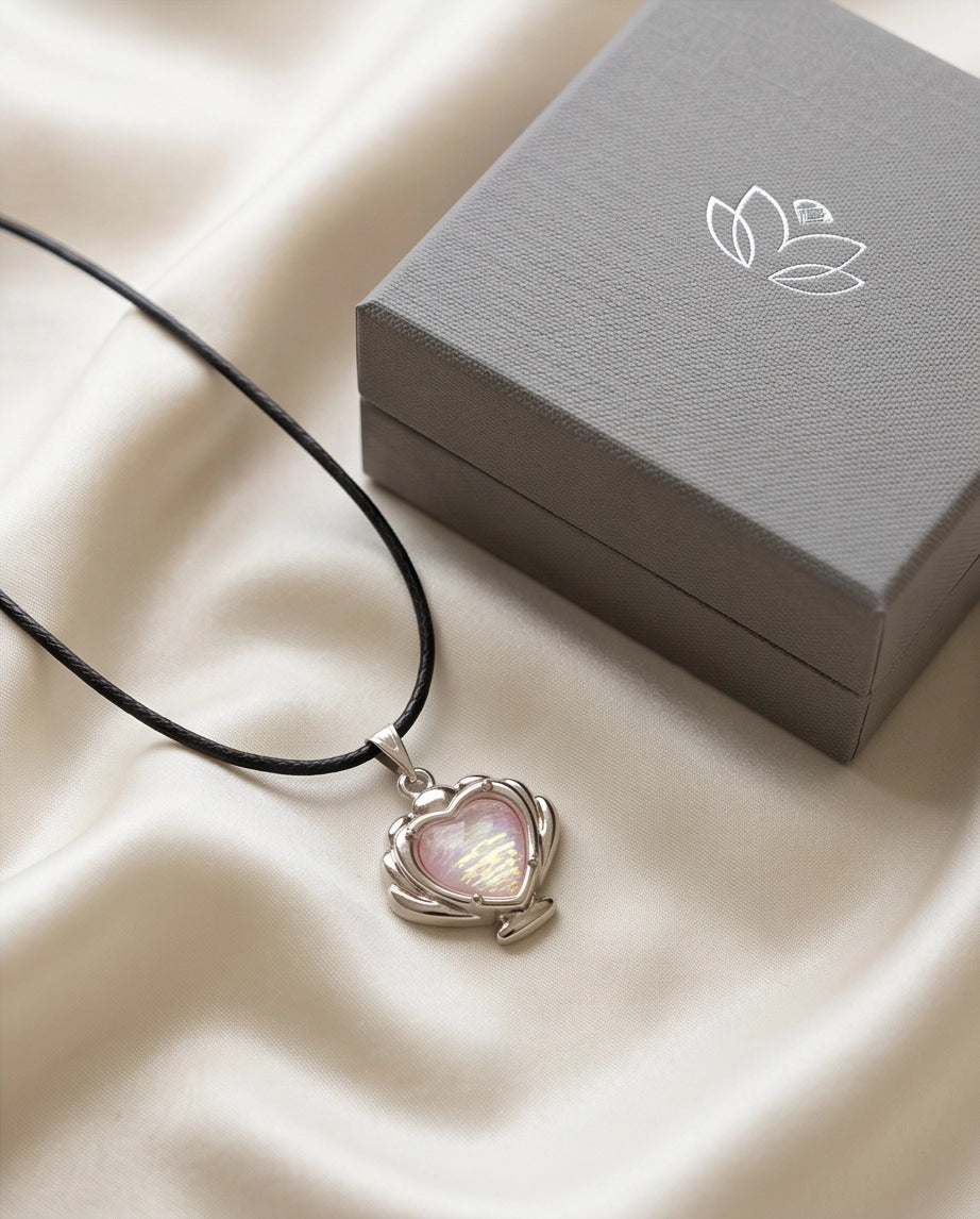 Iridescent Seashell Heart Pendant Necklace