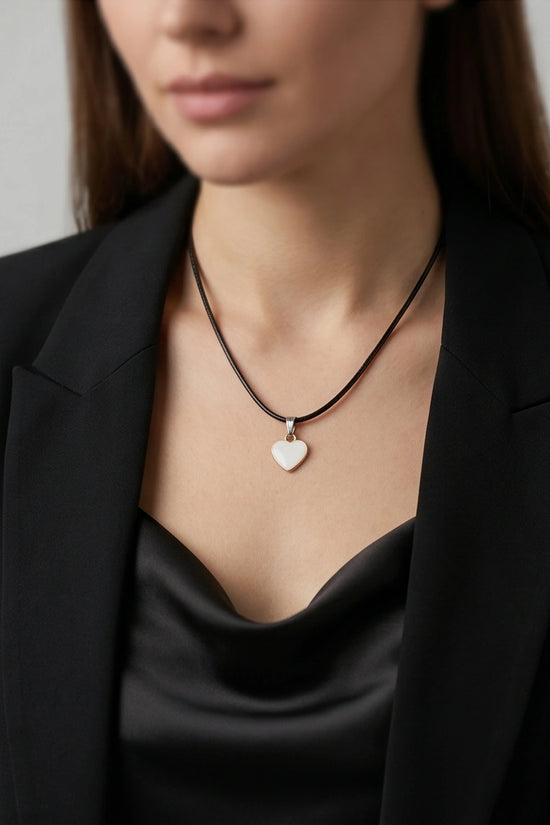 Gold and White Classic Heart Necklace