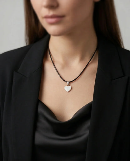 Gold and White Classic Heart Necklace