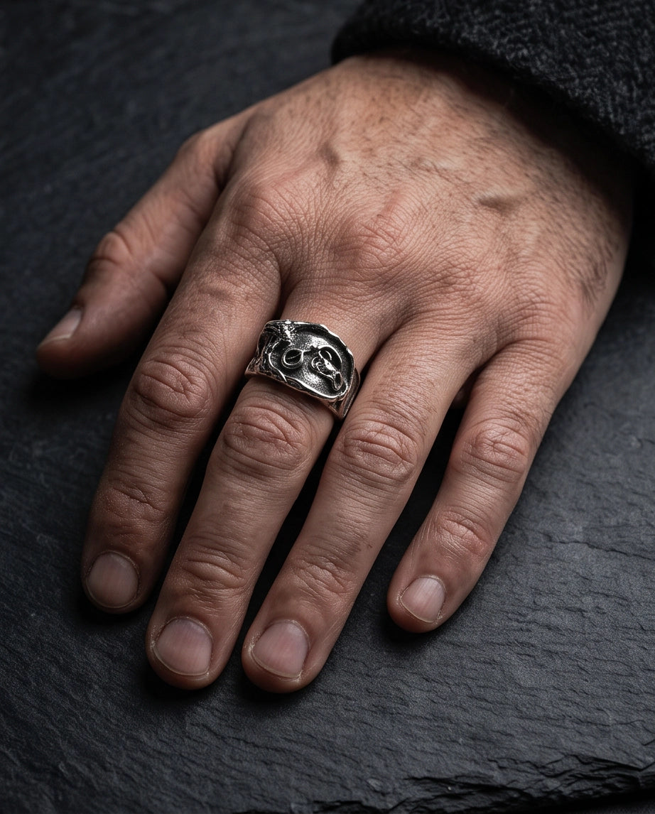 Sculptural Motorcycle Oxidized Silver Ring