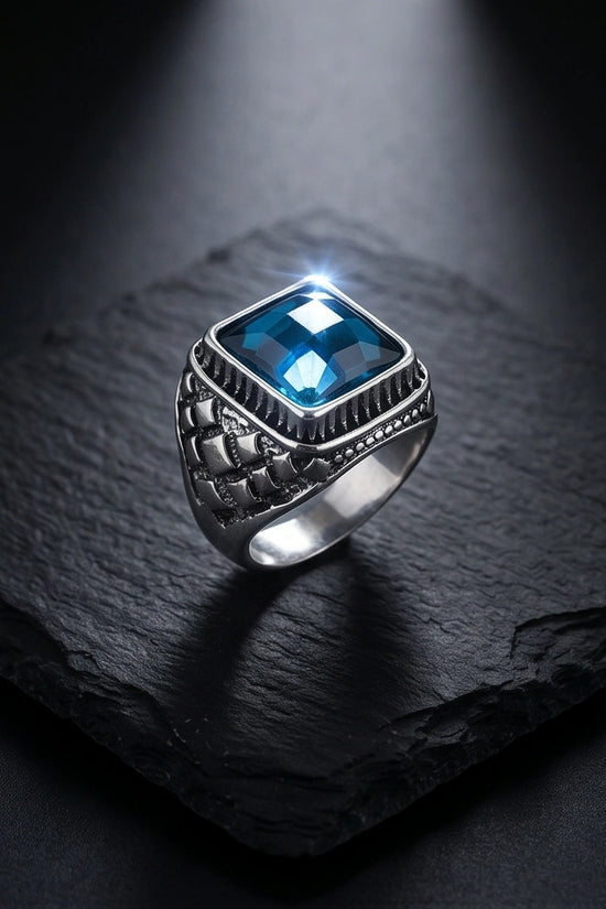 Midnight Cerulean Silver Signet Ring