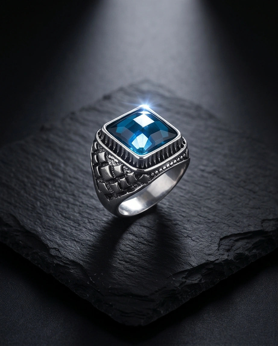 Midnight Cerulean Silver Signet Ring