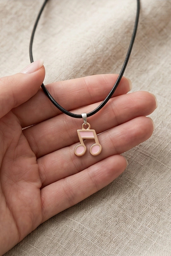 Rose Gold Pink Sixteenth Note Necklace