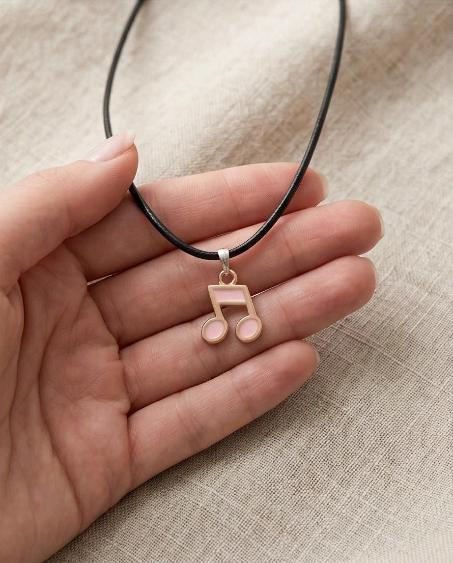 Rose Gold Pink Sixteenth Note Necklace