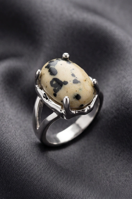 Wild Splendor Dalmatian Jasper Ring