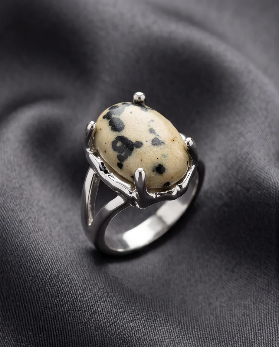 Wild Splendor Dalmatian Jasper Ring