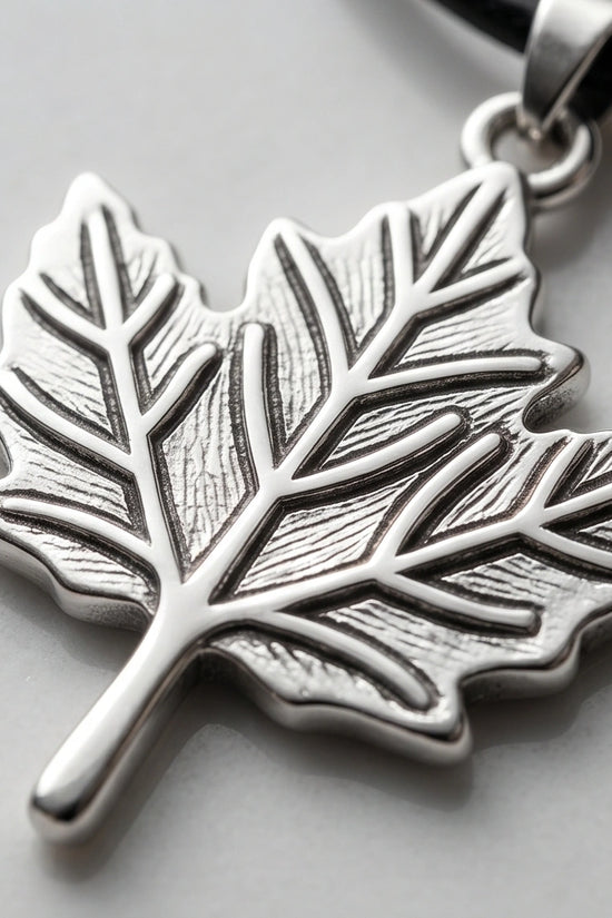 The Autumn Whisper: Matte Silver Maple Leaf Pendant Necklace