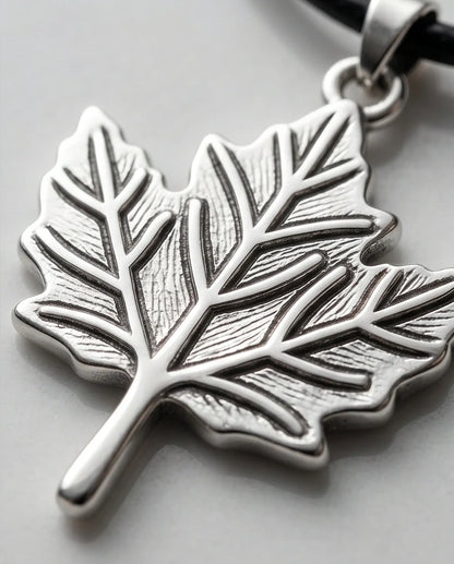 The Autumn Whisper: Matte Silver Maple Leaf Pendant Necklace