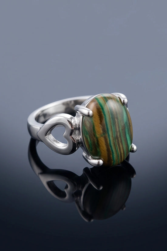 Earthy Heart Banded Agate Ring