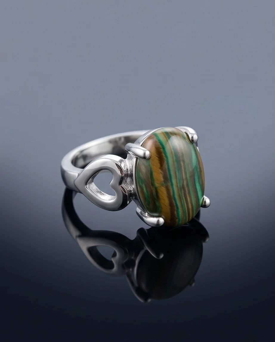 Earthy Heart Banded Agate Ring