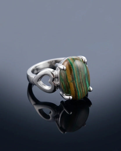 Earthy Heart Banded Agate Ring