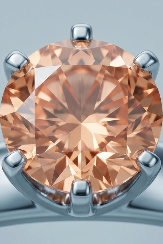 Sterling Silver Round-Cut Vintage Crown Peach Morganite Solitaire Ring