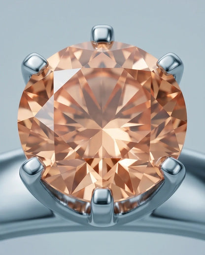 Sterling Silver Round-Cut Vintage Crown Peach Morganite Solitaire Ring