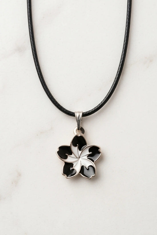 Gold and Black Frangipani Flower Necklace