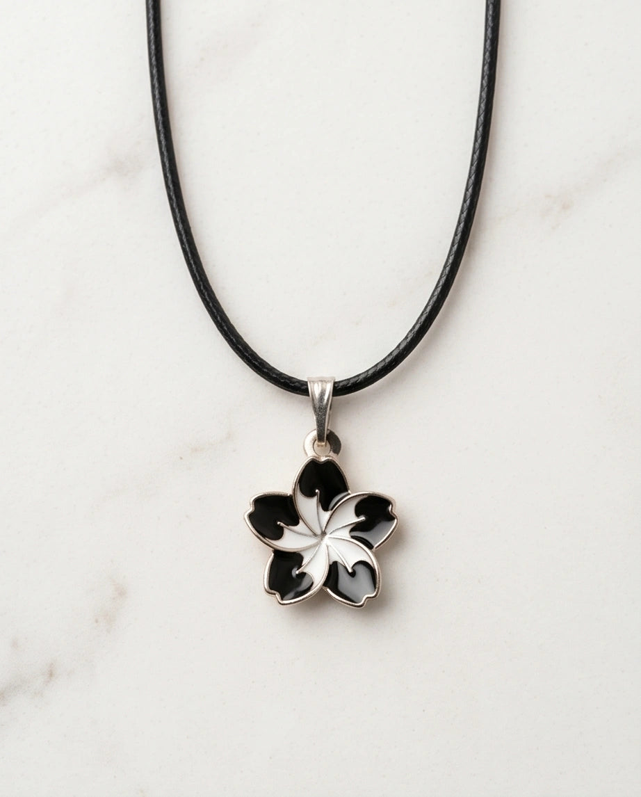 Gold and Black Frangipani Flower Necklace