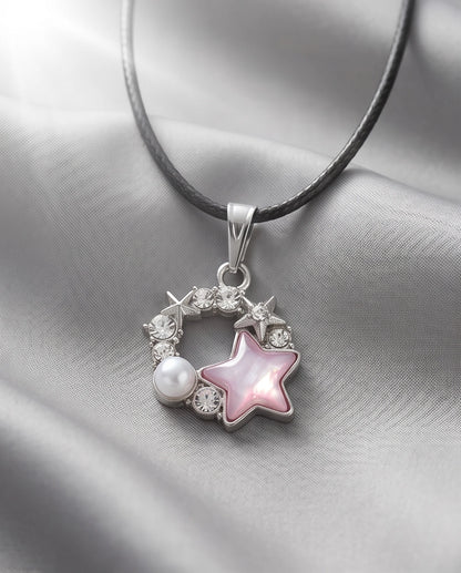 Celestial Pearl Star Wreath Cord Necklace