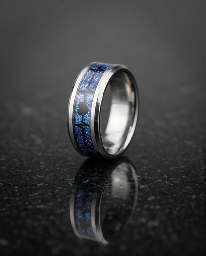 Purple Glitter Heartbeat Band Ring