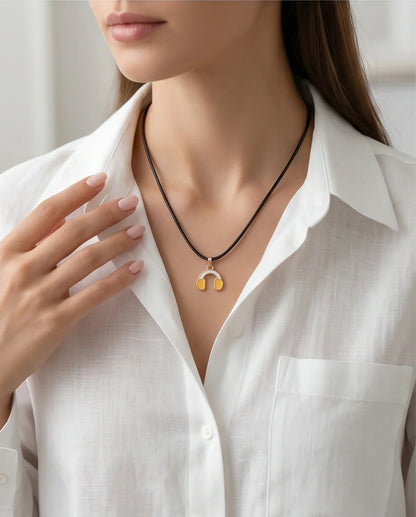 Gold and Yellow Headphones Necklace
